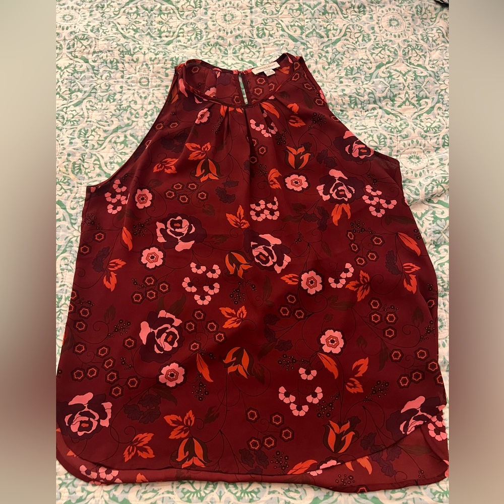Carolina Belle Red Sleeveless Floral Tank Top
